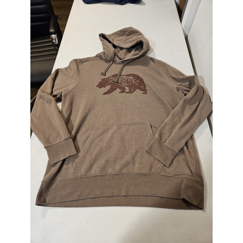 The North Face Pullover Hoodie Mens Size XL Bear Graphic Sweatshirt Brown